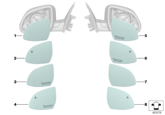 Genuine BMW 51167408445 G07 G02 F16 Mirror Glas, Heated, Wide-Angle, Left EC (Inc. X7 M50iX, X5 25dX & X4 M40iX) | ML Performance US US Car Parts