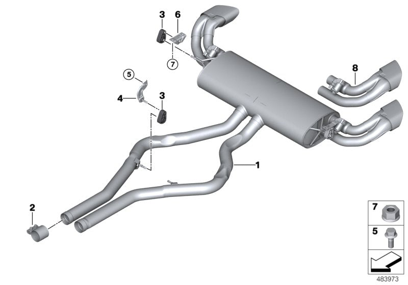 Genuine BMW 18307848147 E70 E71 Rear Muffler With Exhaust Flap (Inc. X5 M & X6 M)