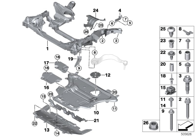 Genuine BMW 31106887547 G30 G11 Stiffening Plate With Cross-Member (Inc. 630dX, 750LdX & 740eX) | ML Performance US US Car Parts